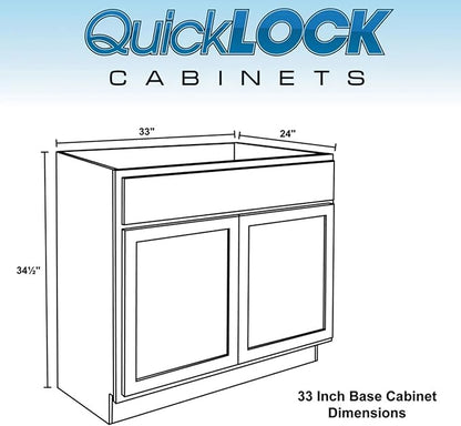 Quicklock RTA (Ready-to-Assemble) | Base Kitchen Cabinets - Shaker Style | Made in America (Rustic Hickory, 33" Wx34.5 Hx24 D Base)