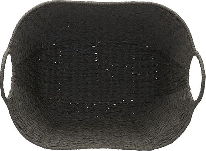 Household Essentials Paper Rope Basket with Handles, Natural Woven Woven Storage Basket, Great for Decoration or Organization