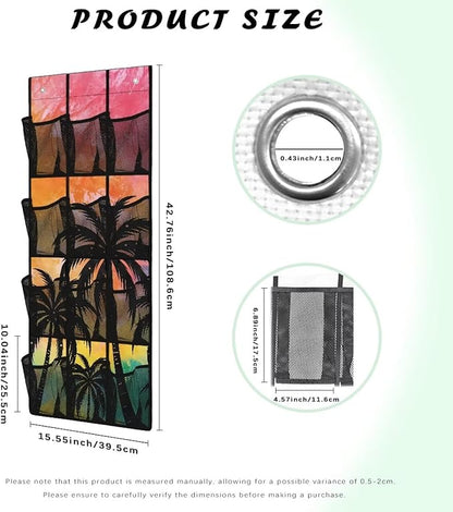 Coconut Trees Hanging Storage Bags,Shoe Organizer Door Hanger with 12 Mesh Large Pockets,Space Saver Hanging Shoe Storage Hanging Bag