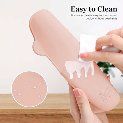 Bpluma Silicone Makeup Brush and Beauty Blender Holder, Half open Snap Design, Washable Powder Puff Case For Travel Business