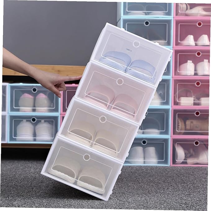 24pcs Thicken Shoe Storage Box Transparent Shoes Case Space-saving Organizer for Closets Entryways Spaces for Easy Access