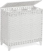 Laundry Hamper with 3 Removable Liner Bags; 132L Handwoven Rattan Laundry Basket with Lid & Heightened Feet; Clothes Hamper with Side Handles; Laundry Sorter with 3 Separate Sections