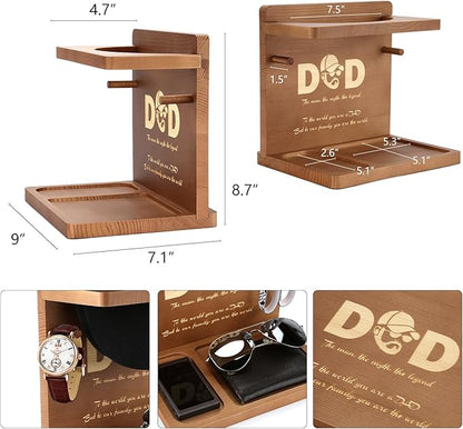 Birthday Gifts Ideas for Dad from Daughter Son,Wooden Hat Holder Display Stand,Hat Rack for Baseball Caps,Best Dad Ever Home Office Organizer Decoration Gifts for Christmas Retirement Fathers Day