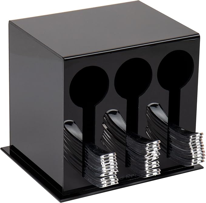 Mind Reader Utensil Dispenser, Silverware Organizer, Plastic Fork and Spoon Dispenser, Kitchen, Black
