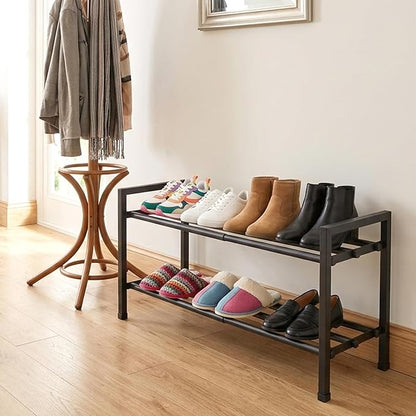 jessie 2-Tier Expandable Shoe Rack, Heavy Duty Metal Freestanding Shoe Shelf Storage Organizer for Entryway Closet Doorway (2 layer)