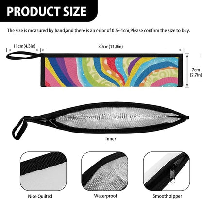 Portable Travel Tableware Box Colorful Stripes Flatware Storage Box Case Travel Utensils Cutlery Case with Bag for Fork Spoon Chopsticks