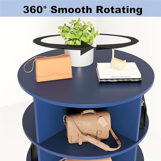 Rotating Shoe Rack, 7-Tiers Storage Shoe Rack Tower, Free Standing 360°Shoe Storage Organizer for Entryway Living Room Hallway (Navy Blue, 7-Tiers)