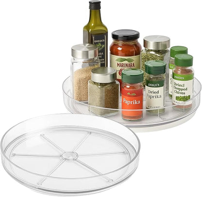 NOSTALGIQ Set Lazy Susan - Lazy Susan Organizer 2-Pack - Rotating Cabinet & Spice Rack, Clear