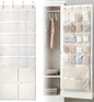SATINIOR 19 x 51 Inch Canvas over The Door Closet Organizer with 20 Mesh Pockets 4 Large Pockets Multifunctional Closet Hanging Storage Organizer with Hooks for Pantry Laundry Bathroom Nursery