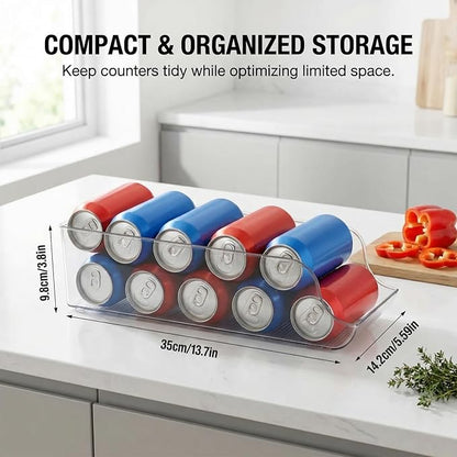 4-Pack Clear Soda Can Organizer for Sparkling Water and Beer, Rolling Drink Holder for Refrigerator Organizers and Storage, Transparent Can Organizer for Pantry and Kitchen Cabinets
