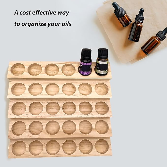 Wooden Essential Oil Display Stand 5 Tier Essential Oil Holder Solid Wood Essential Oil Rack 5 Layer 30-Bottle Essential Oil Display Stand Tabletop Oil Display Holder for 5-20ml Bottles