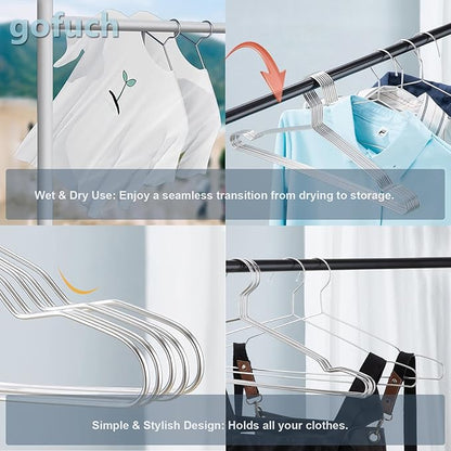 Clothes Hangers 30 Pack - Heavy Duty Stainless Steel Metal Hangers, Ultra Thin Space Saving Wire Coat Hangers with Non-Slip Shoulders (16.5 Inch)