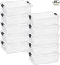 Superio 7.4 Quart Clear Plastic Storage Bin with Lid, Non-Toxic, BPA Free, Odor Free, Organizer Storage Box, Stackable Plastic Tote for Home, Garage, School, and Office, 10 Pack