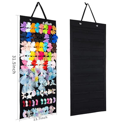 Large Hair Clip Organizer for Teen Girls - Claw Clip Storage for Wall, Door, Closet (Black-A)