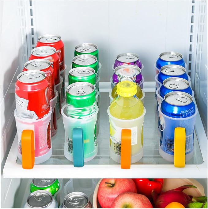 4 Pack Soda Can Organizer For Refrigerator, Pantry Plastic Organizer Rack，Stackable Canned Food Pop Cans Container Can Holder Dispenser