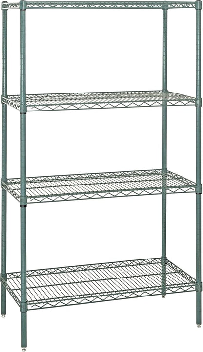 Quantum Storage Systems WR74-2124P-5 Wire Shelving Starter Kit, 24" W x 21" D x 74" H, 600 lbs Capacity, Carbon Steel, Epoxy Coated, Green, NSF