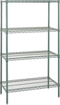 Quantum Storage Systems WR74-2124P-5 Wire Shelving Starter Kit, 24" W x 21" D x 74" H, 600 lbs Capacity, Carbon Steel, Epoxy Coated, Green, NSF
