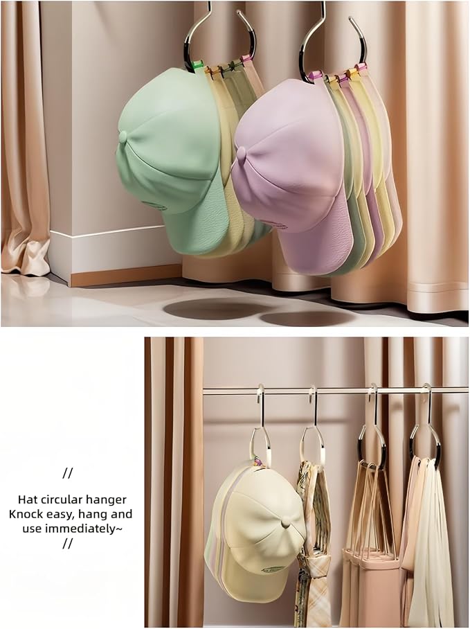 Multi-Functional Space-Saving Hat & Scarf Hanger - Non-Slip PVC Coated Clothes Rack Organizer for Closet, Wall, Balcony - Durable & Versatile Hanger for Hats, Ties, Scarves, Delicate Fabrics (10PCS)