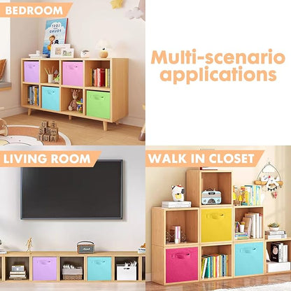 ShellKingdom Storage Bins, Foldable Fabric Storage Cubes And Cloth Storage Organizer Drawer For Closet And Toys Storage, 13 X 13 X 13 INCH, 6 Pack (6 Colors)