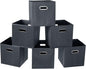 Fabric Cloth Storage Bins,Fabric Cube Organizer with Dual Handles Foldable Cube Storage Baskets for Home Bedroom Storage,Set of 6, Gray