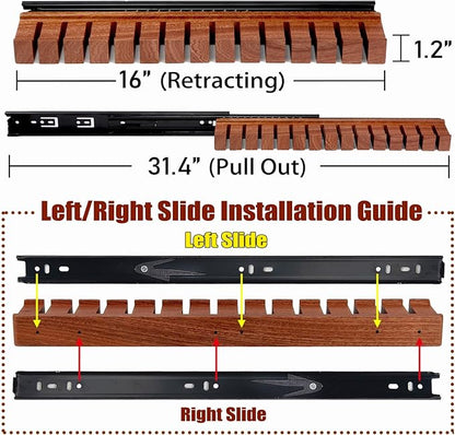 Premium Walnut Wood Belt Organizer with Sliding System - 14-Belt Heavy-Duty Belt Holder, Wall-Mounted Belt Hanger for Closet, Space Saving Storage & Elegant Father’s Day Gift