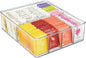 mDesign Plastic Extra Wide Storage Organizer Bin Box for Kitchen, Pantry, Cabinet, Countertop - Tea Bag, Sugar Packet, Coffee Snack, Condiment Holder, 8 Sections - Ligne Collection - Clear