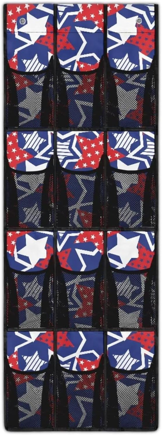 ZUXONGSY12 Pockets Behind Door Organizer American Star Over The Door Shoe Organizer Multi-Funtion Wall Hanging Storage for Living Room 4th of July Shoe Holder Hanger