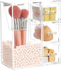 ShellKingdom Makeup Brush Holder,Clear Cosmetic Brushes Organizer With Drawer for Storage Brushes with Lid and Pearl for Dressing Tables and Vanity