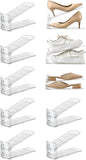 shoe slots organizer, Clear Shoe Stacker, Adjustable Level Shoe Rack,Storage Space Saver for Sneakers Display (Transparent, 10Pack)