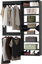 Modular Closet Organizer, 40" Wide Tower System with Hanging, Wooden Tower Storage for Walk-In Closets, Wall-Mounted Wardrobe Organizer Kit, Bedroom, Black