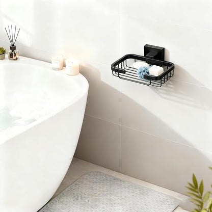 SEIDO Matte Black Soap Dish for Shower Wall, Black Bar Soap Holder for Bathroom & Kitchen, 304 Stainless Steel Wall Mount Soap Dish Holder, 4.8" L x 3.2" W Internal