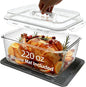 Large Glass Storage Containers with Lids 220oz/6500ml - Borosilicate Extra Large Glass Food Storage Containers for Rotisserie Chicken, Turkey - XL Big Glass Bowl Airtight Freezer to Oven Safe
