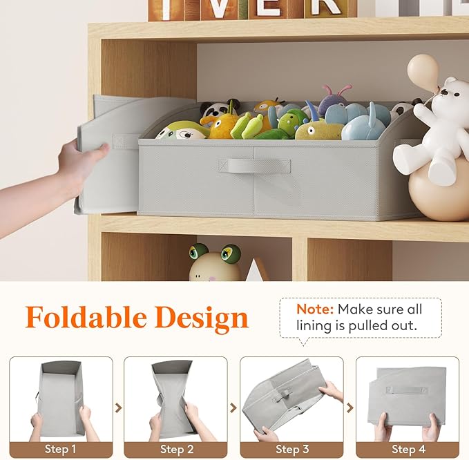 Lifewit Extra Large Trapezoid Closet Storage Bins for Shelf, 6 Packs Non-woven Closet Organizer Baskets with Handles, Foldable Clothes Containers Boxes for Clothing, Book, Purse, 23L, Light Gray