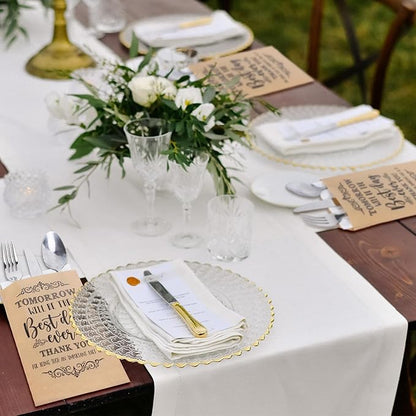 Whaline 100 Pcs Wedding Silverware Bags 5 x 7 Inch Rustic Wedding The Best Day Ever Kraft Wax Cutlery Bags Utensil Holders Reusable for Engagement Rehearsal Dinner Barbeque Banquet Supply