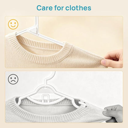 Vtopmart 60 Pack Plastic Clothes Hangers, 16.7in Standard StackFit Hangers for T-Shirt, Coats, Jackets, Sweaters, Non-Slip Slim Hanger with Hooks, Space-Saving in Closet, Durable Clothes Organizers