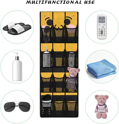 Bear Shoe Organizer Over The Door,Hanging Shoe Organizer,Over Door Shoe Organizer,Space Saving Hanging Storage Holder,Closet Rack Hanger with 12 Mesh Pockets for Home Decor