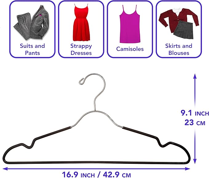 Heavy Duty Metal Hangers with Shoulder Notch - Pack of 12 Wire Clothes Hangers, Stainless Steel, Ultra-Thin Space-Saving Design for Coats, Shirts, Dresses - Perfect for Closets and Laundry Rooms