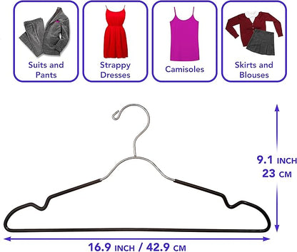 Heavy Duty Metal Hangers with Shoulder Notch - Pack of 12 Wire Clothes Hangers, Stainless Steel, Ultra-Thin Space-Saving Design for Coats, Shirts, Dresses - Perfect for Closets and Laundry Rooms