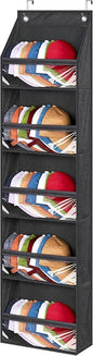 SLEEPING LAMB Narrow Door Hat Organizer for Baseball Caps, Baseball Hat Rack for Closet/Wall Hold 40 Hats Storage Holder Clear Hat Display (Black)