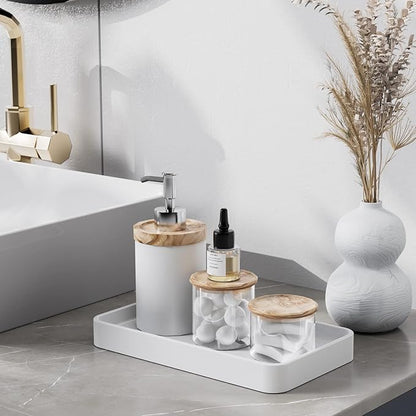 Gurygo 10" Bathroom Countertop and Vanity Tray - Kitchen Tray for Soap Bottles - Ceramic Vanity Tray for Bathroom Counter Organization - Kitchen Tray(White, Set/1)