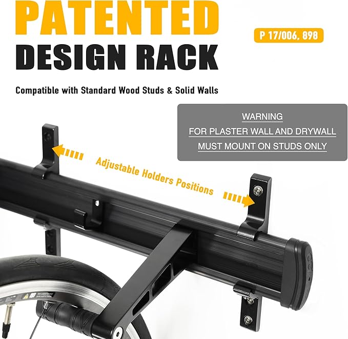 CyclingDeal Bike Wall Mount Rack - Adjustable Indoor Outdoor Storage Vertical Cycling Hook Hanger Organiser - Safe & Secure for Storing MTB Road Bicycles in Garage or Home - Upgraded 6 Bikes