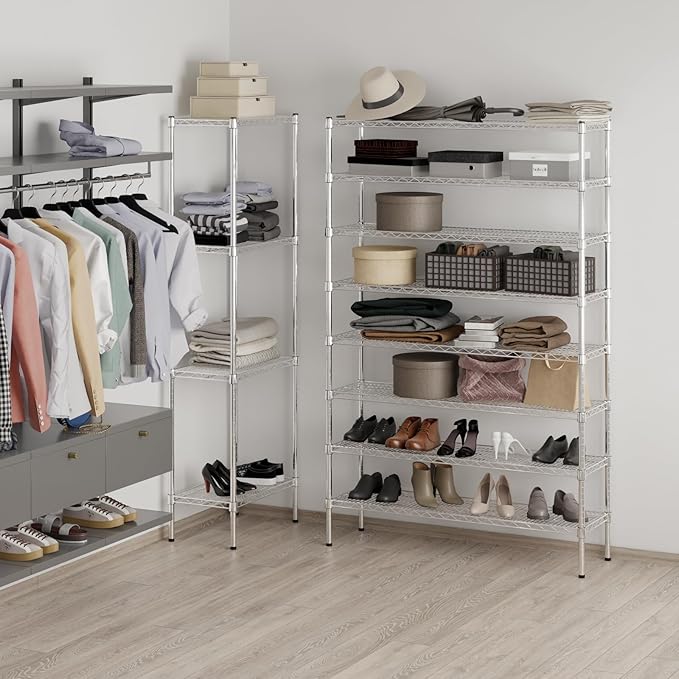 14" Deep x 48" Wide x 74" Height Wire Shelving Kit | 8-Tier | NSF Commercial Storage Rack Unit