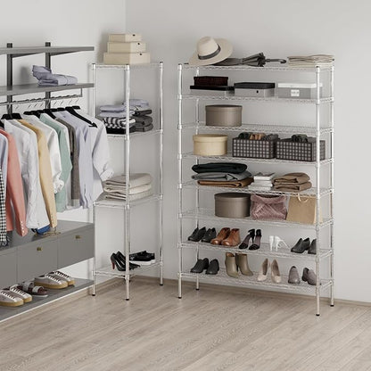 14" Deep x 48" Wide x 74" Height Wire Shelving Kit | 8-Tier | NSF Commercial Storage Rack Unit