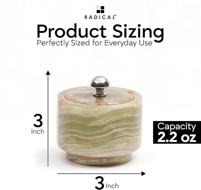 Radicaln Marble Salt Cellar with Lid 3" Green Handmade Salt Box & Spice Jar for Kitchen Counter, Ideal Salt Holder, Sugar Bowl & Salt Dish, Salt Container For Housewarming Gift & Kitchen Decor