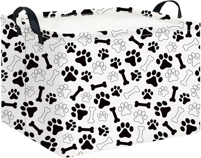 CLOCOR Rectangular Storage Basket,Collapsible Fabric Storage Container,Waterproof Toy Bin with Handles,Gift Basket(Paw)