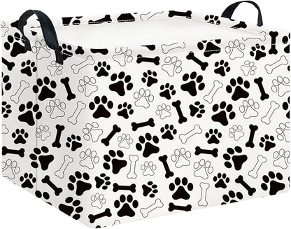 CLOCOR Rectangular Storage Basket,Collapsible Fabric Storage Container,Waterproof Toy Bin with Handles,Gift Basket(Paw)
