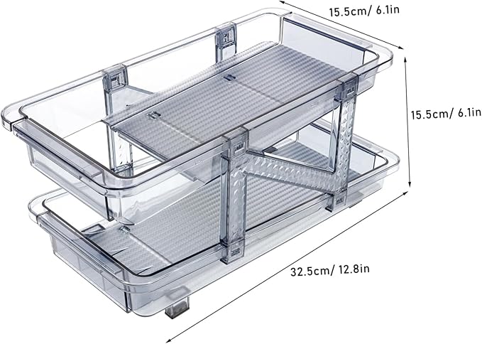 Soda Can Dispenser Double Tier Rolling Beverage Holder for Refrigerator Space-saving Drink Organizer Design for Easy Viewing for Kitchen and Pantry Storage