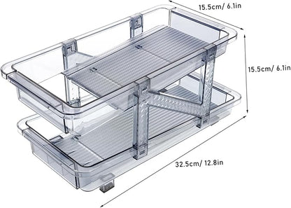 Soda Can Dispenser Double Tier Rolling Beverage Holder for Refrigerator Space-saving Drink Organizer Design for Easy Viewing for Kitchen and Pantry Storage