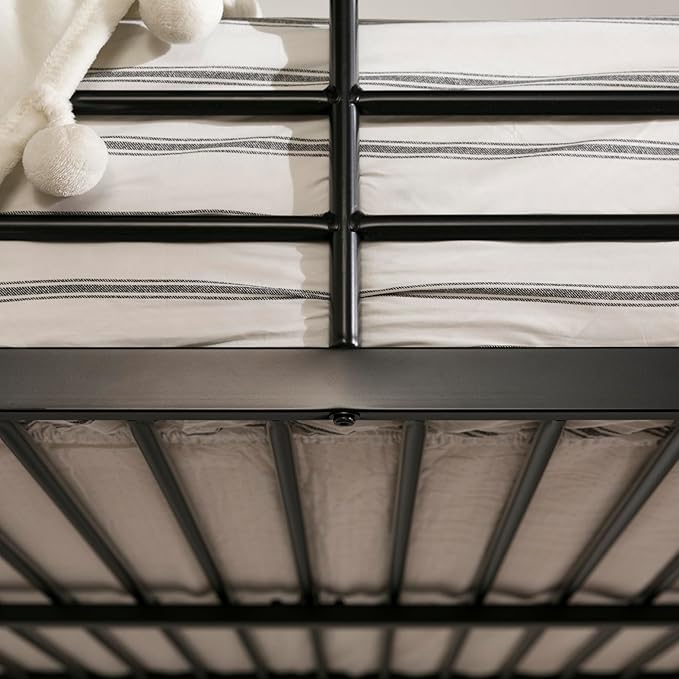 Walker Edison Orion Urban Industrial Metal Double Over Loft Bunk Bed, Full Double, Black