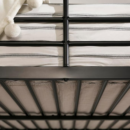 Walker Edison Orion Urban Industrial Metal Double Over Loft Bunk Bed, Full Double, Black